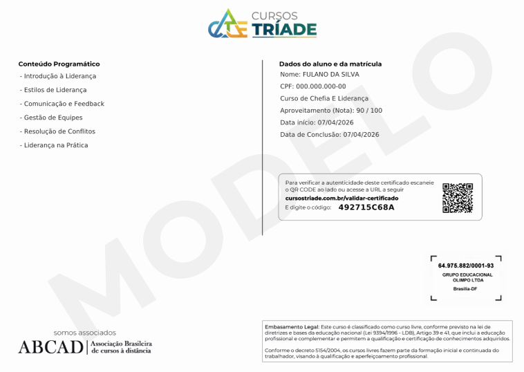 Modelo Certificado - Verso